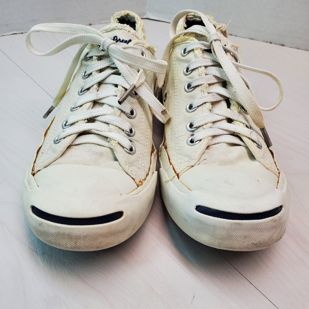 Converse Jack Purcell Low Top Canvas Sneakers Cream White Men's Size 7 US 6 UK - Picture 4 of 16